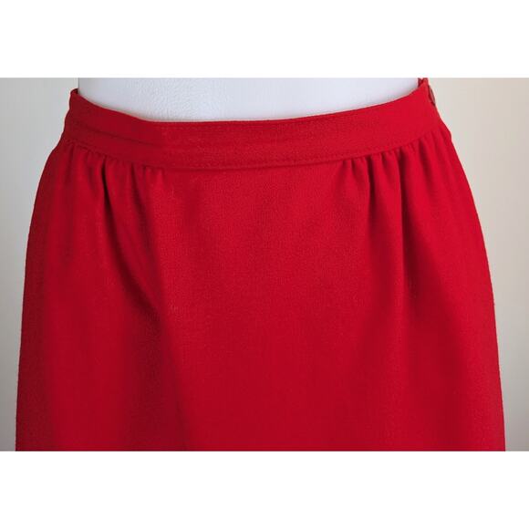 Pendleton A-Line Skirt 10 Red Wool Midi Pockets VTG 80s Classic Preppy Holiday - Picture 2 of 9